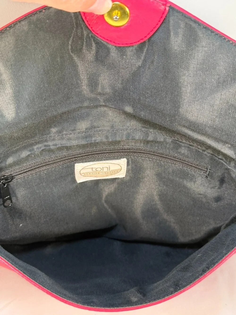 Vintage TONI 80s Pink Leather Clutch Handbag